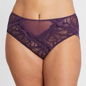 NEW Montelle Royale Flocked Velvet Shimmer Lace Brief 9534 Pinot Dark Purple
